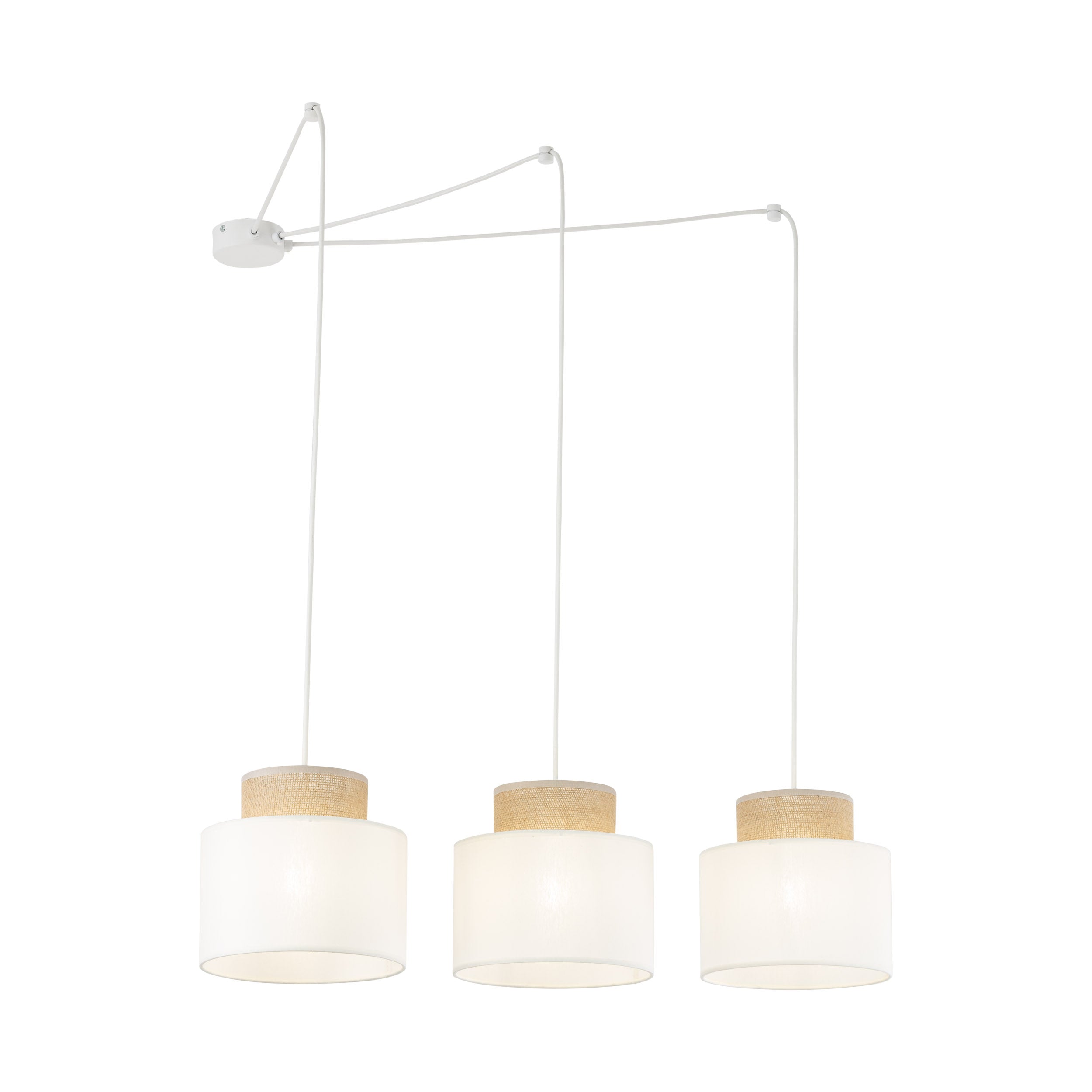 DUO White Jute Natural Suspension Light 3