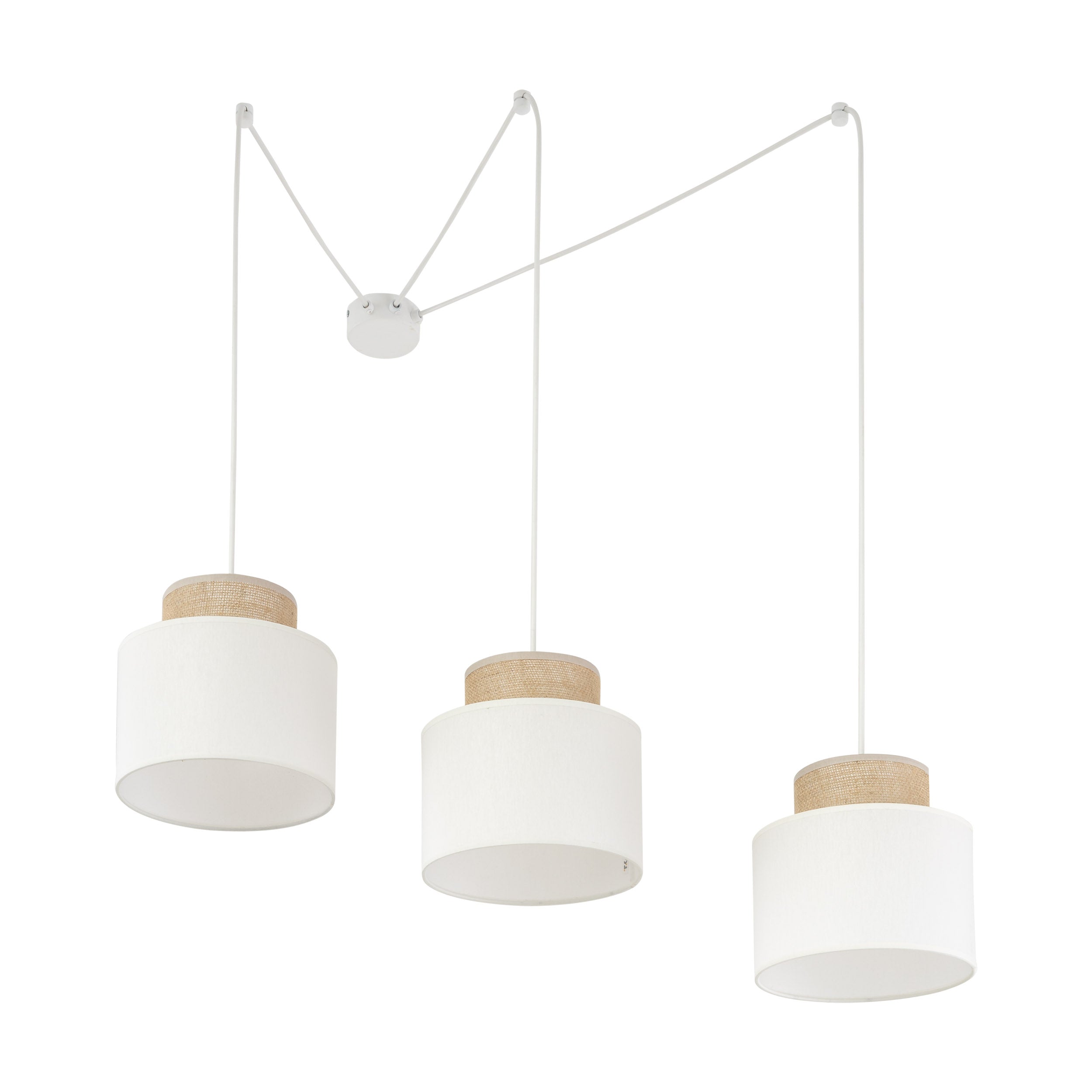 DUO White Jute Natural Suspension Light 3