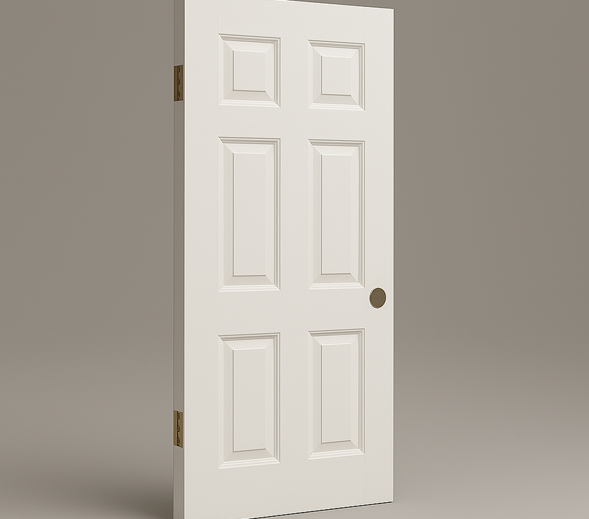 6‑Panel Hollow Core Interior Door – Textured Slab, 78″/90″ Heights