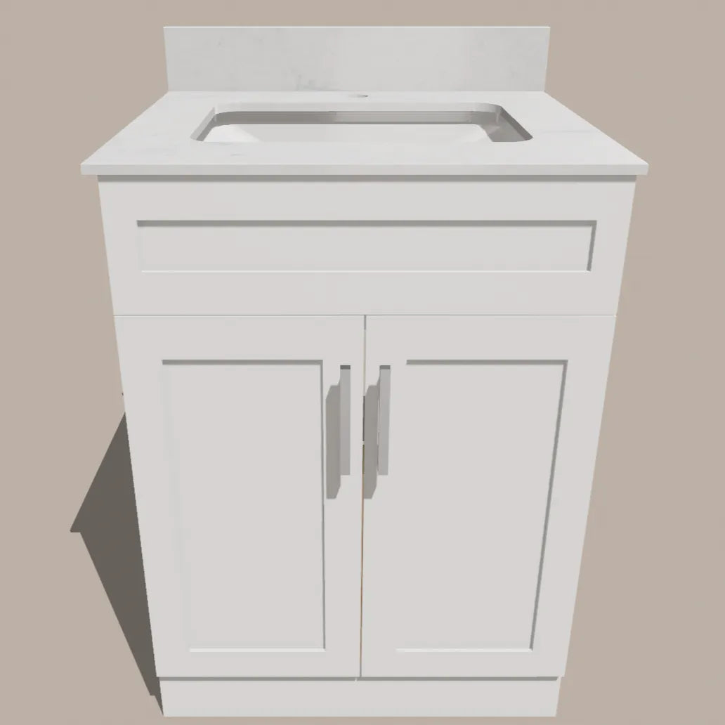  24-Inch Shaker Bathroom Vanity — White or Gray | Plywood Cabinet, Solid-Wood Doors, Soft-Close 3-Way Clip-On Hinges Good Day Building Supply Inc. Bathroom Vanity art-noise.myshopify.com 24-inch-shaker-bathroom-vanity-white-or-gray-plywood-cabinet-solid-wood-doors-soft-close-3-way-clip-on-hinges