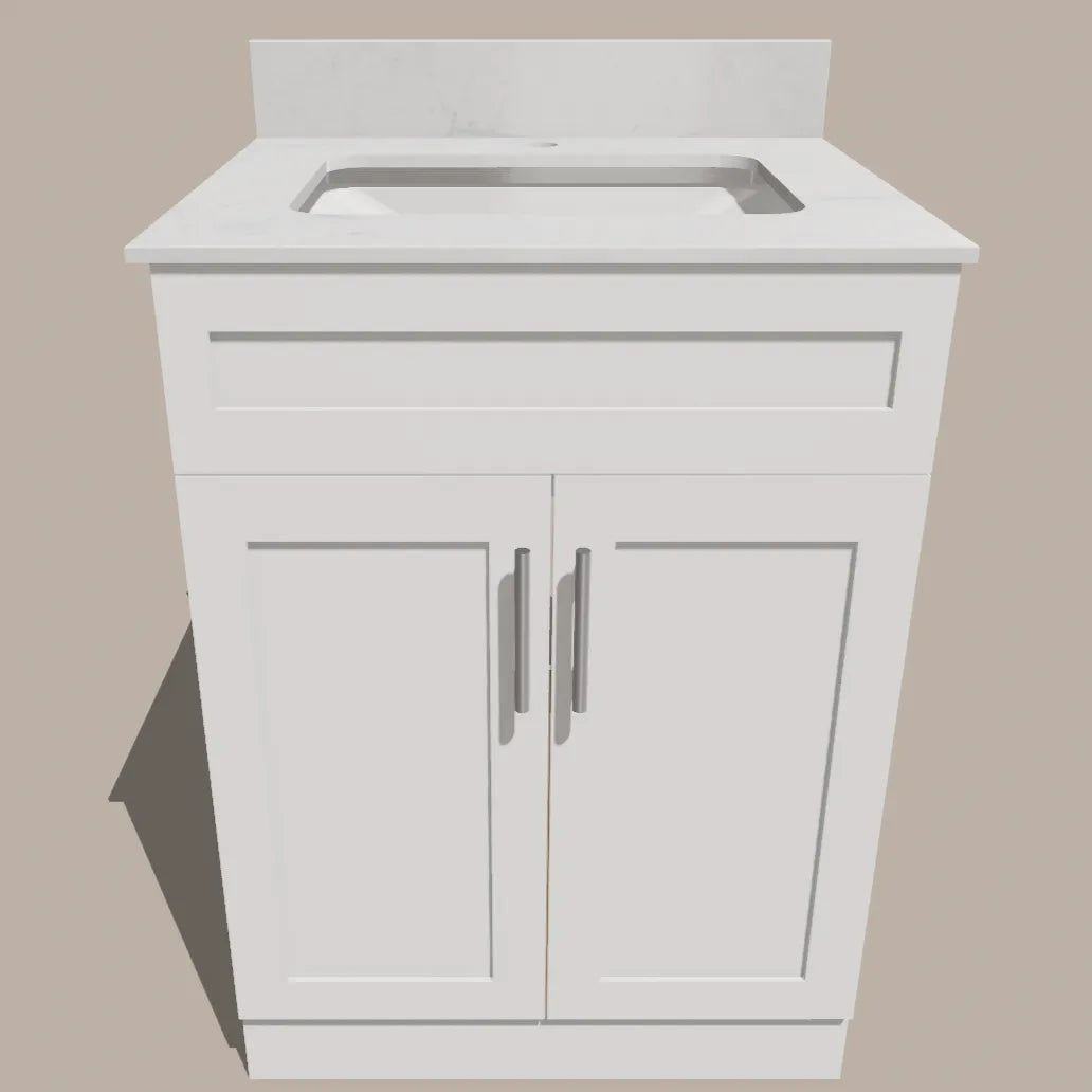  24-Inch Shaker Bathroom Vanity — White or Gray | Plywood Cabinet, Solid-Wood Doors, Soft-Close 3-Way Clip-On Hinges Good Day Building Supply Inc. Bathroom Vanity art-noise.myshopify.com 24-inch-shaker-bathroom-vanity-white-or-gray-plywood-cabinet-solid-wood-doors-soft-close-3-way-clip-on-hinges