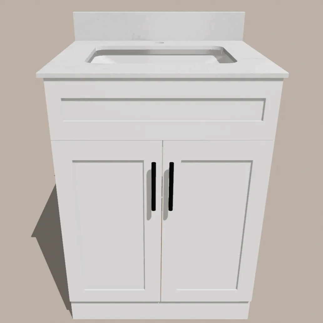  24-Inch Shaker Bathroom Vanity — White or Gray | Plywood Cabinet, Solid-Wood Doors, Soft-Close 3-Way Clip-On Hinges Good Day Building Supply Inc. Bathroom Vanity art-noise.myshopify.com 24-inch-shaker-bathroom-vanity-white-or-gray-plywood-cabinet-solid-wood-doors-soft-close-3-way-clip-on-hinges
