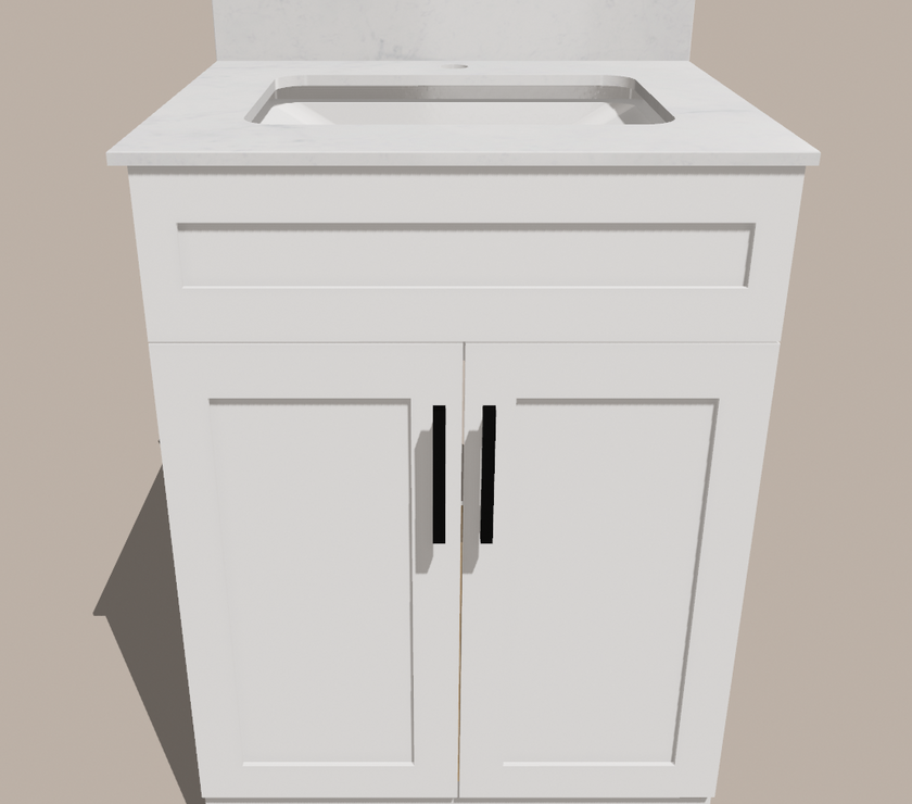 24-Inch Shaker Bathroom Vanity — White or Gray | Plywood Cabinet, Solid-Wood Doors, Soft-Close 3-Way Clip-On Hinges