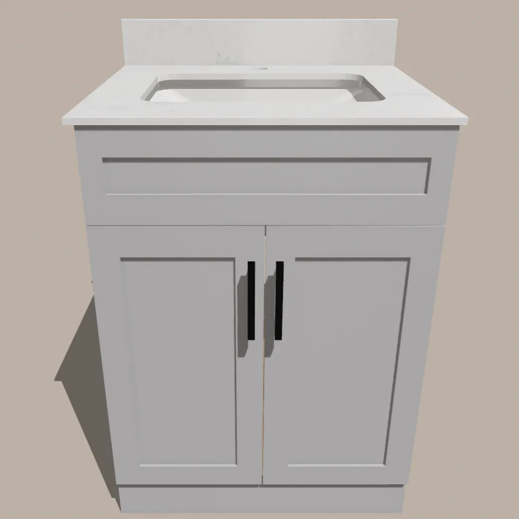  24-Inch Shaker Bathroom Vanity — White or Gray | Plywood Cabinet, Solid-Wood Doors, Soft-Close 3-Way Clip-On Hinges Good Day Building Supply Inc. Bathroom Vanity art-noise.myshopify.com 24-inch-shaker-bathroom-vanity-white-or-gray-plywood-cabinet-solid-wood-doors-soft-close-3-way-clip-on-hinges