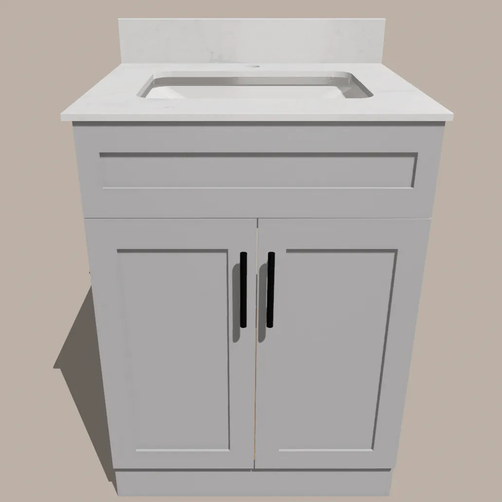  24-Inch Shaker Bathroom Vanity — White or Gray | Plywood Cabinet, Solid-Wood Doors, Soft-Close 3-Way Clip-On Hinges Good Day Building Supply Inc. Bathroom Vanity art-noise.myshopify.com 24-inch-shaker-bathroom-vanity-white-or-gray-plywood-cabinet-solid-wood-doors-soft-close-3-way-clip-on-hinges