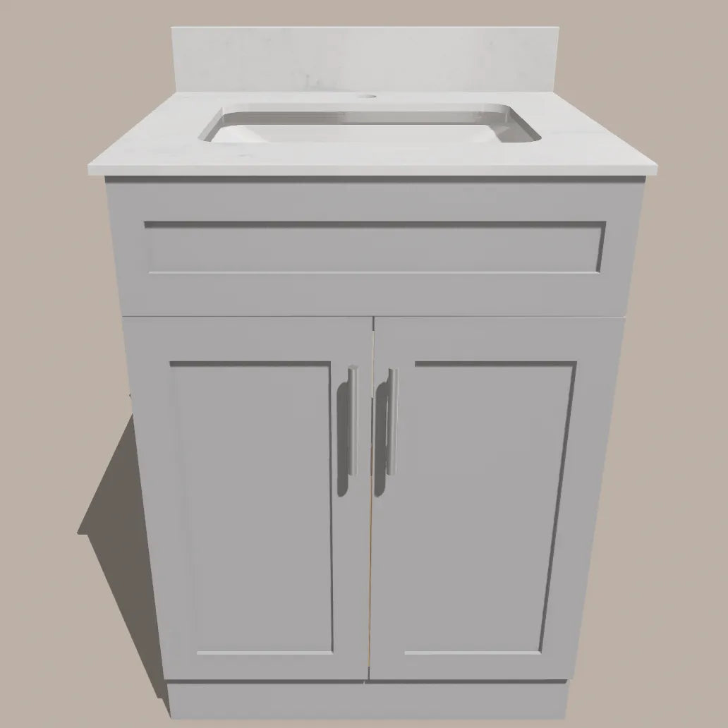  24-Inch Shaker Bathroom Vanity — White or Gray | Plywood Cabinet, Solid-Wood Doors, Soft-Close 3-Way Clip-On Hinges Good Day Building Supply Inc. Bathroom Vanity art-noise.myshopify.com 24-inch-shaker-bathroom-vanity-white-or-gray-plywood-cabinet-solid-wood-doors-soft-close-3-way-clip-on-hinges