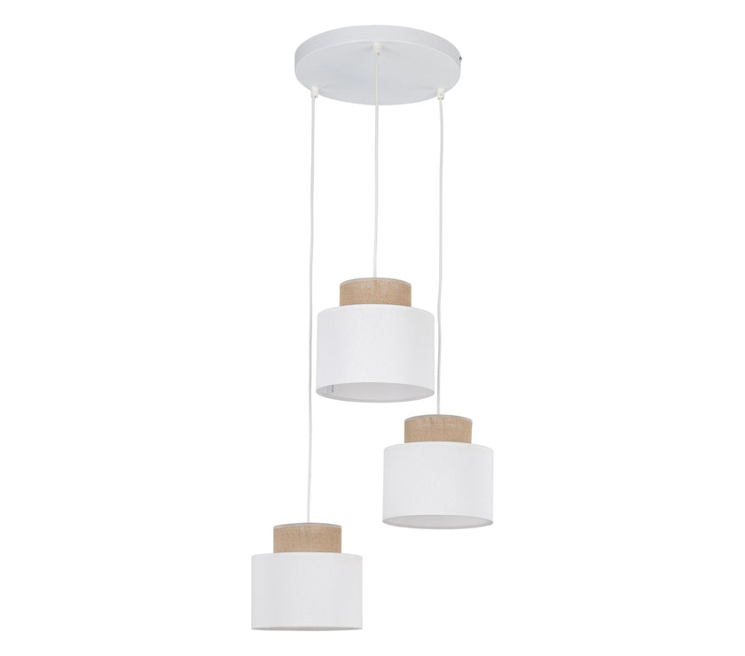 DUO White Jute Natural Pendant Light 3