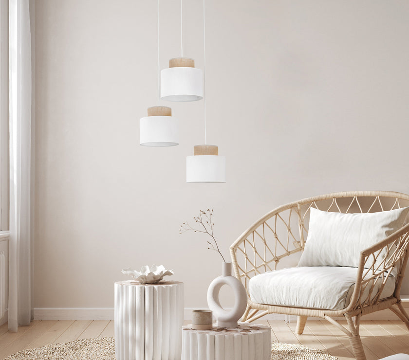 DUO White Jute Natural Pendant Light 3