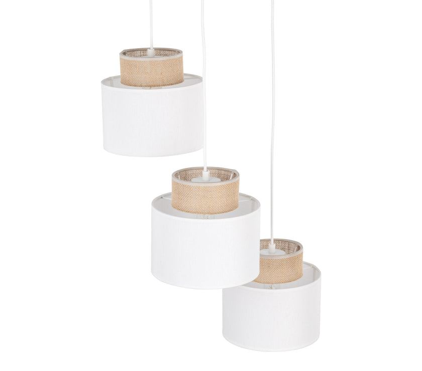 DUO White Jute Natural Pendant Light 3