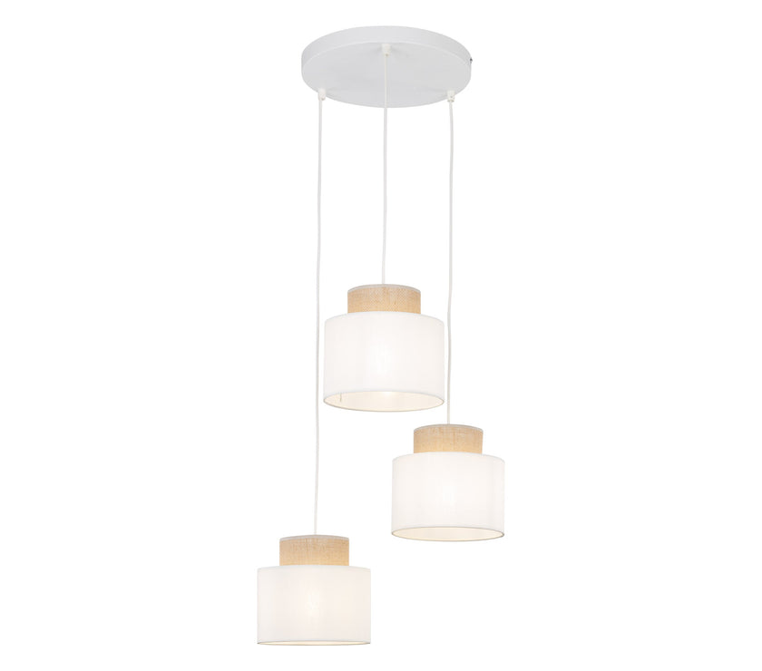 DUO White Jute Natural Pendant Light 3