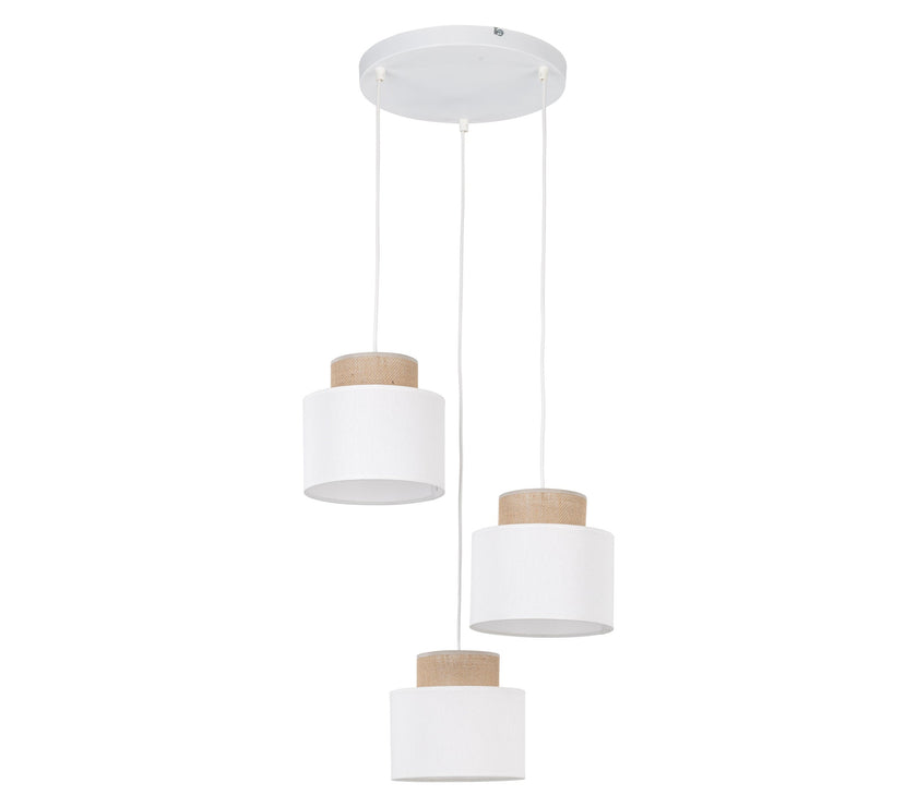 DUO White Jute Natural Pendant Light 3