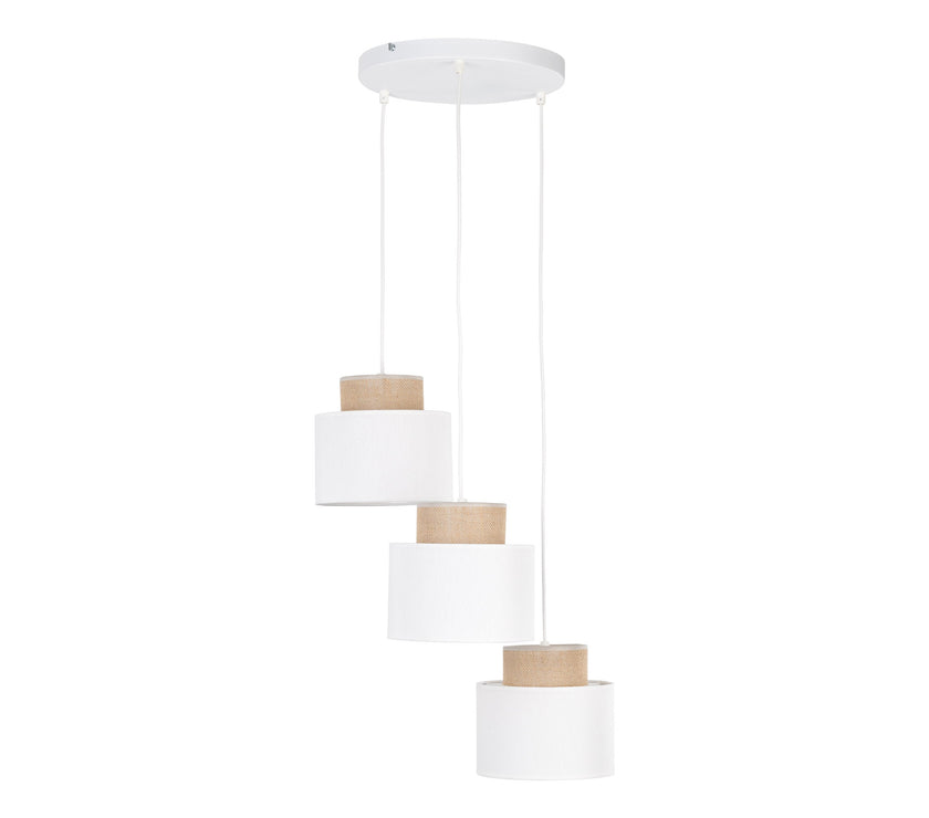 DUO White Jute Natural Pendant Light 3