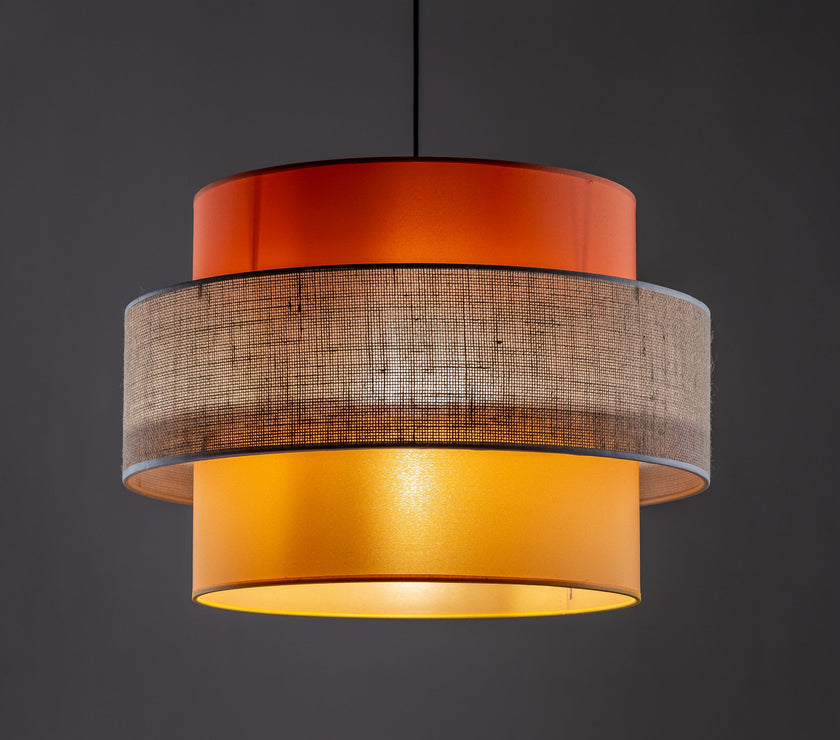TRIO Jute Mid-Century Boho Large Pendant Light
