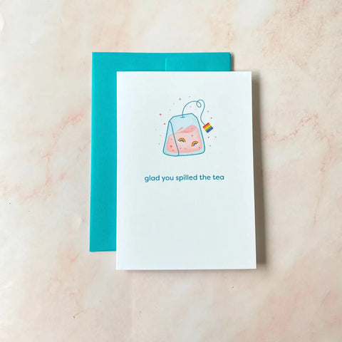  Spill The Tea | Pride Mini Greeting Card Cheeky Peach Designs Cards art-noise.myshopify.com spill-the-tea-pride-mini-greeting-card