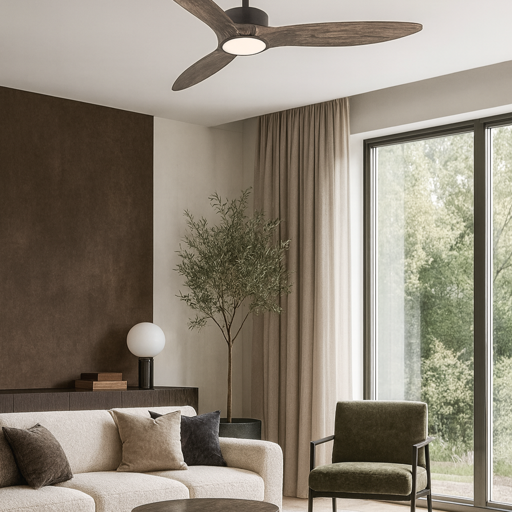 BysonX Propelaire 52-Inch Solid Wood Ceiling Fan with LED Light & Remote – Aviation-Inspired, cETLus Certified