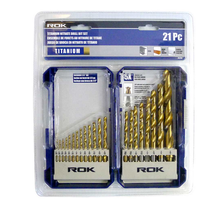 ROK - 21 PC TITANIUM DRILL BIT SET