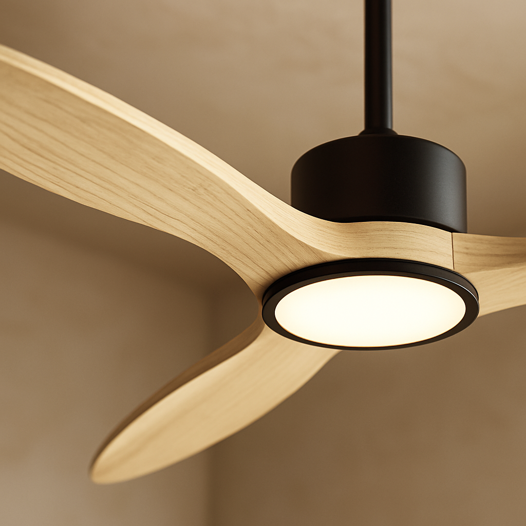 BysonX Propelaire 52-Inch Solid Wood Ceiling Fan with LED Light & Remote – Aviation-Inspired, cETLus Certified
