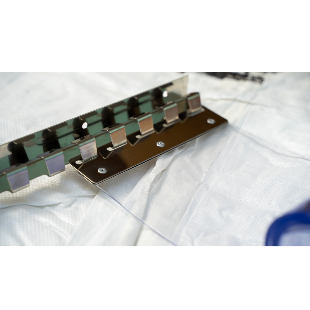 Byson PVC Strip Curtains, Smooth Standard 2mm x 8in Clear with Blue tint - Custom Kit