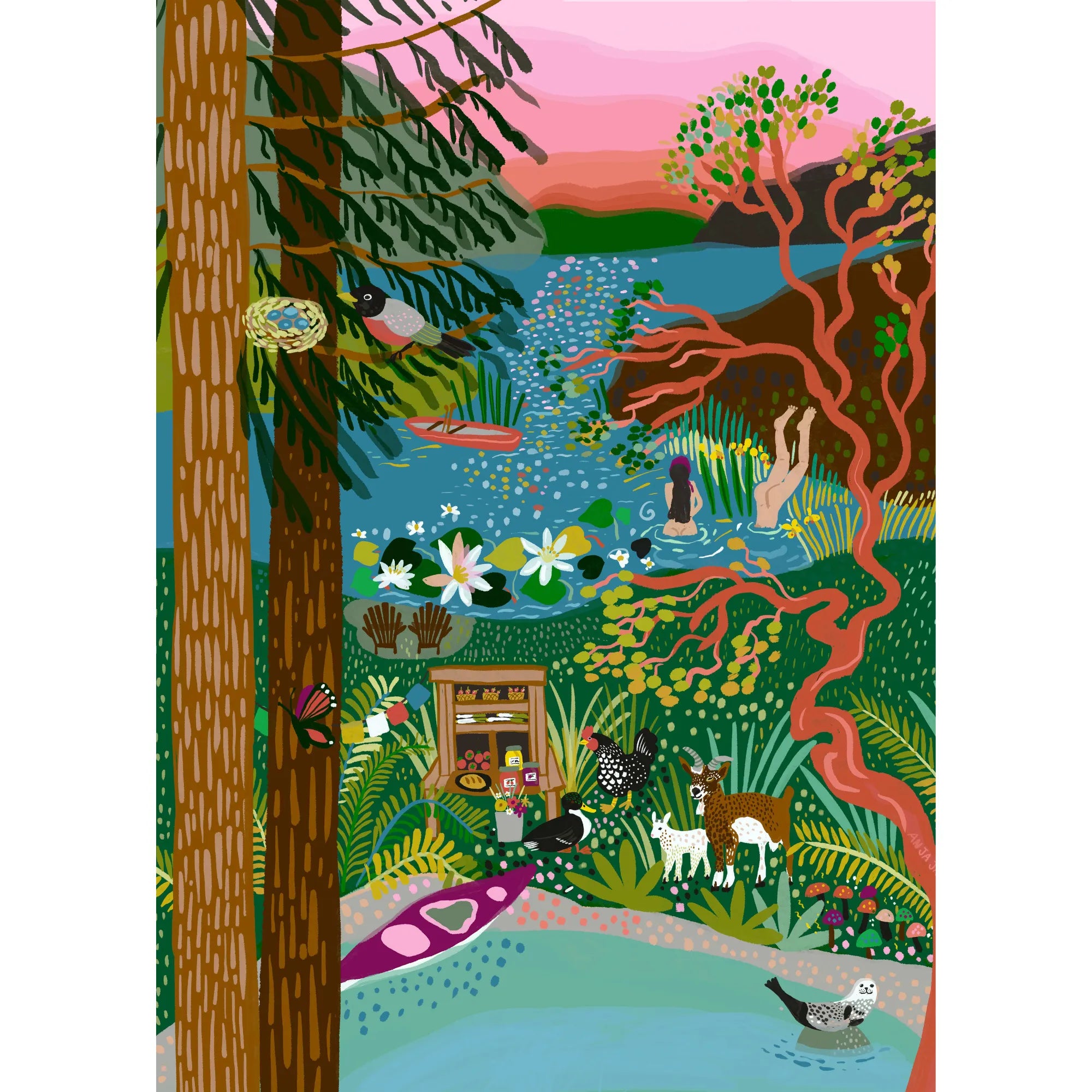  Salt Spring Island Swim | 1000-Piece Puzzle for Adults | Designed in Canada by Anja Jane Villager Puzzles Puzzle art-noise.myshopify.com salt-spring-island-swim-1000-piece-puzzle-for-adults-designed-in-canada-by-anja-jane
