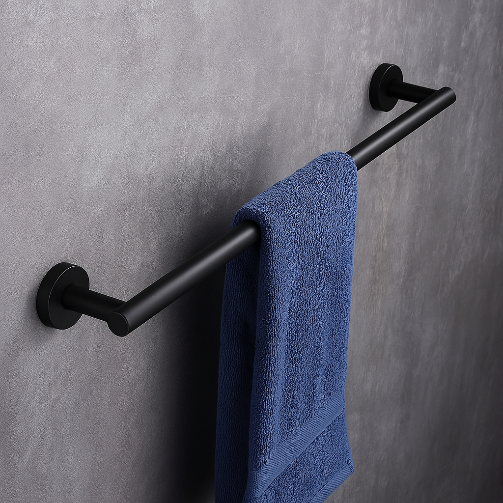 3-Piece Matte Black Round Bathroom Hardware Set – Bar + Hook + TP