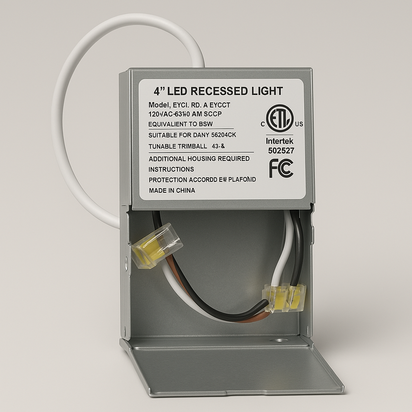 4" Ultra-Thin LED Pot Light – 5CCT Selectable | Junction Box + IC Rated