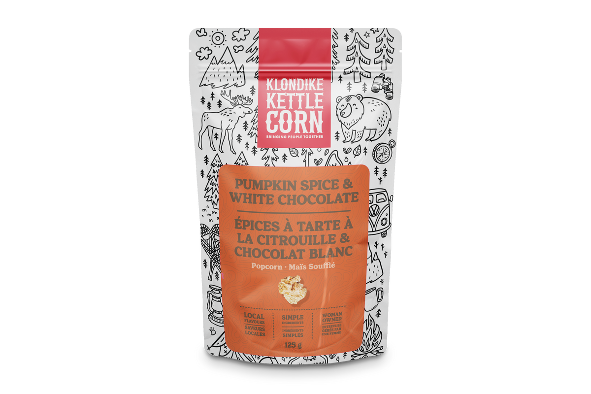 Pumpkin Spice & White Chocolate Drizzled Popcorn
