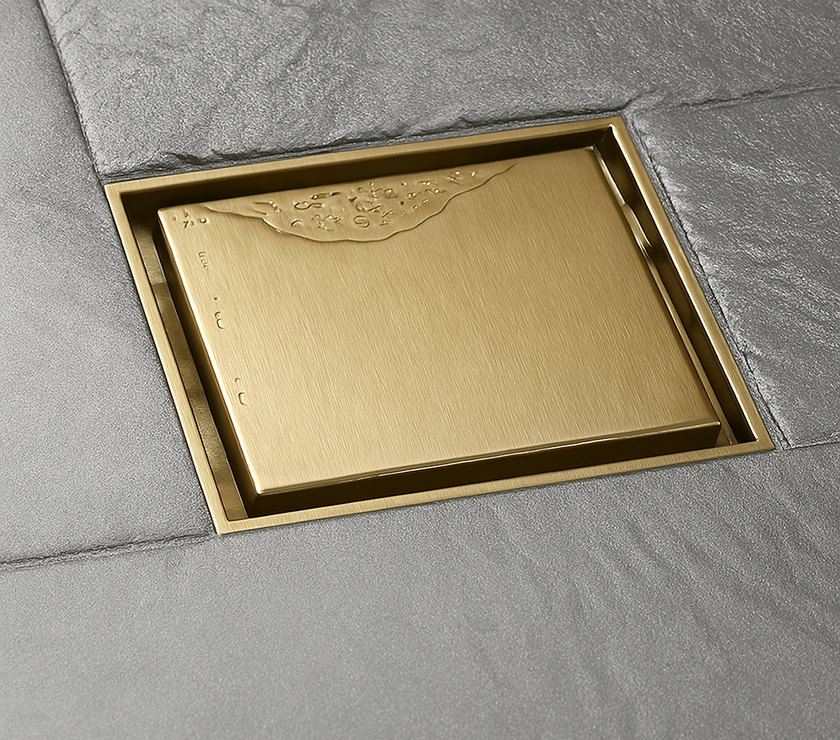 Architect Square Shower Drain – 6"x6", Tile-In or Grate Cover, 304 Stainless