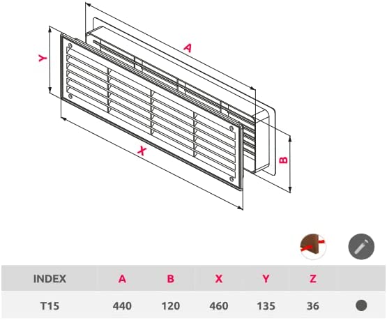 Byson Door Louver Grilles, White Plastic - 5" x 18"