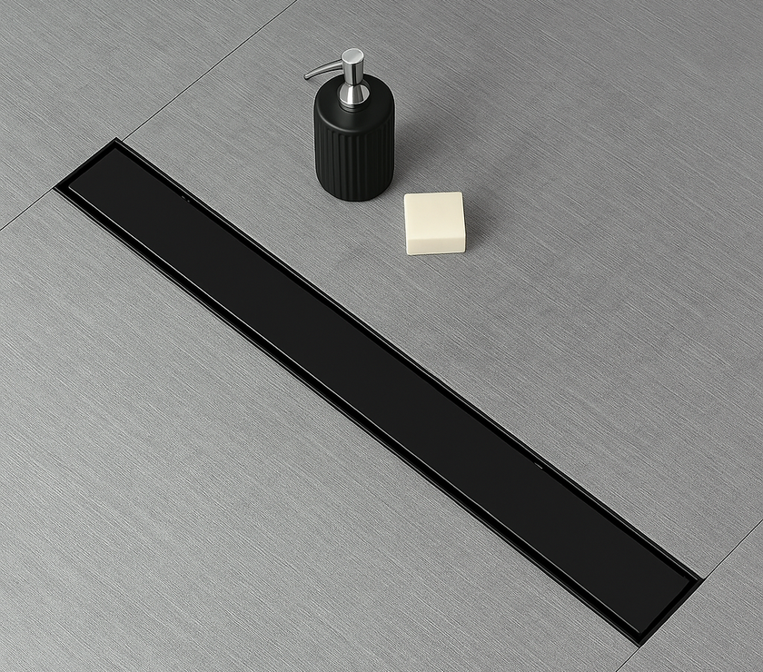 Architect Linear Shower Drain – 36" Linear Shower Drain with Leveling Feet, ABS Base Flange & LESSO Flush Bushing – Tile Insert & Grate Cover(UPC Certified)