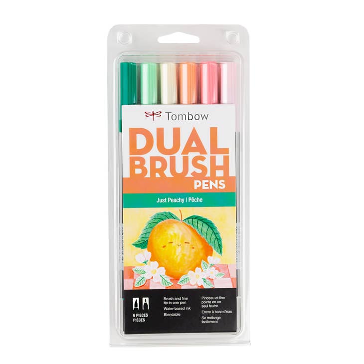 Tombow - Dual Brush Pen Art Markers, Just Peachy, 6-Pack