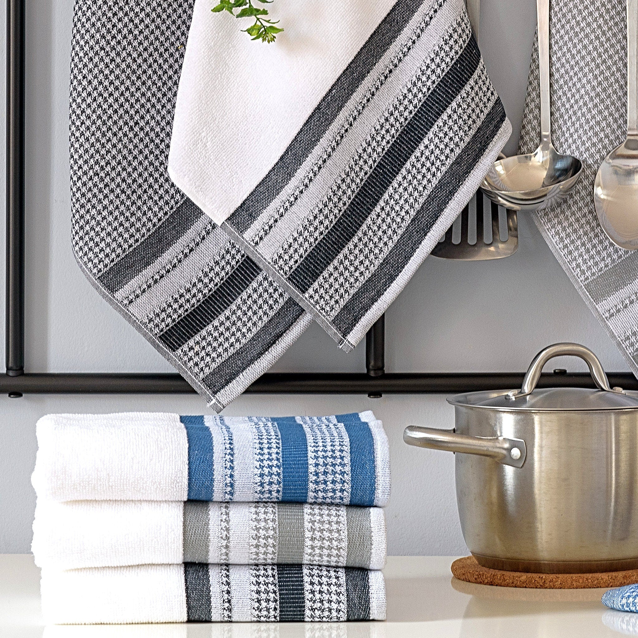 Luxury Terry Houndstooth: Bath Or Kitchen Towels