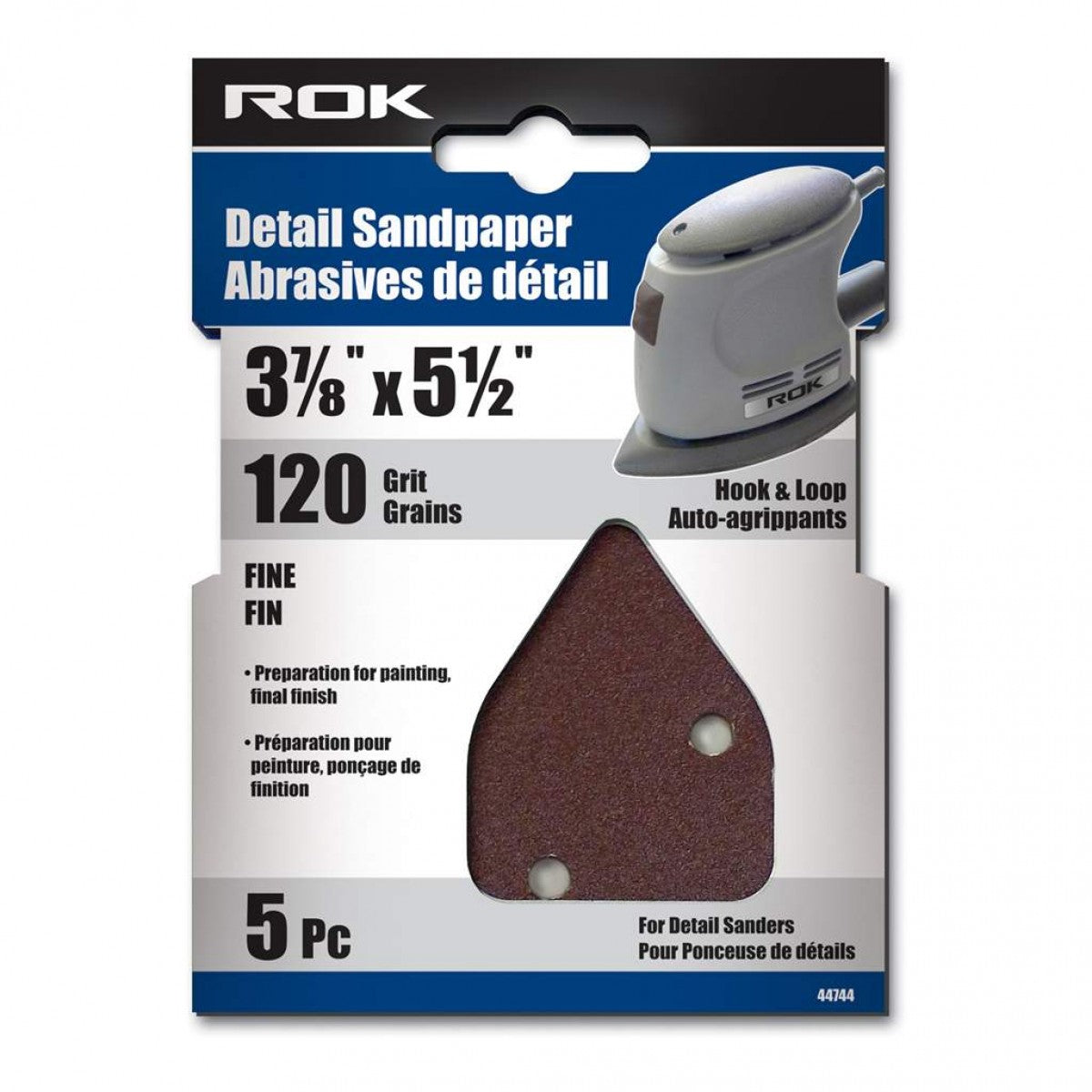 ROK - 5 PC ALUMINUM OXIDE SANDPAPER 120 GRIT