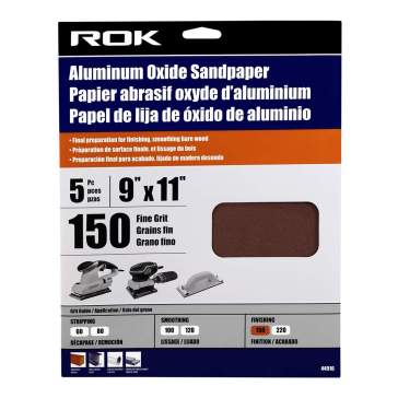 ROK - 5 PC ALUMINUM OXIDE SANDPAPER 150 GRIT