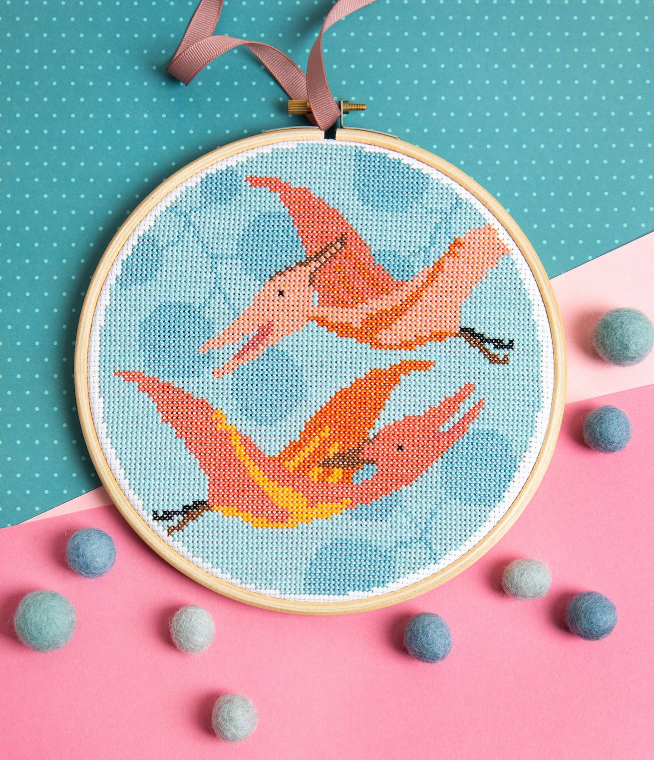 Pterodactyl Cross Stitch Kit | Beginner Craft Kit