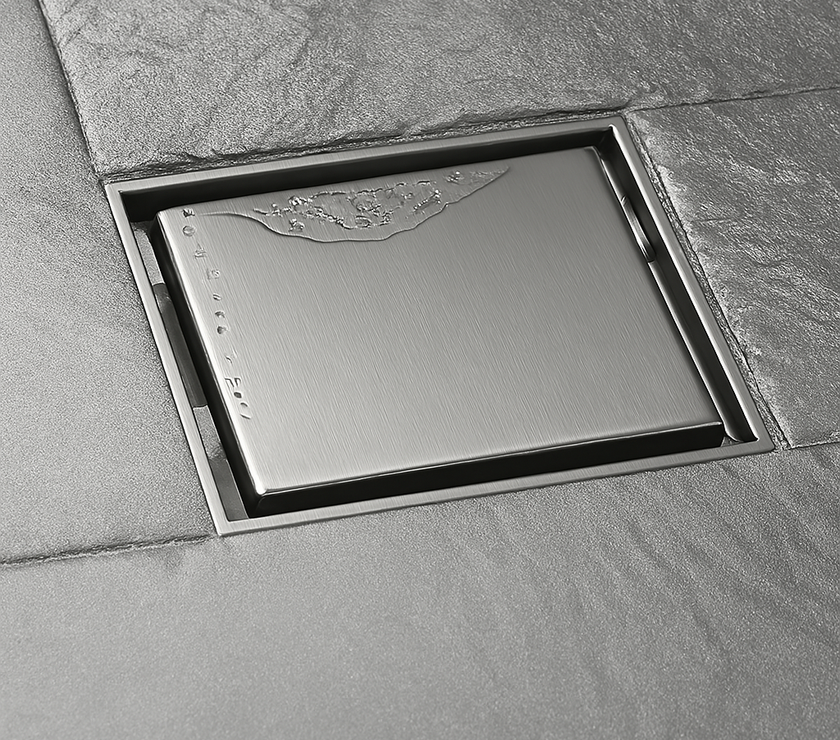 Architect Square Shower Drain – 6"x6", Tile-In or Grate Cover, 304 Stainless