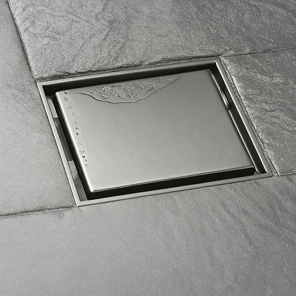 Architect Square Shower Drain – 6"x6", Tile-In or Grate Cover, 304 Stainless