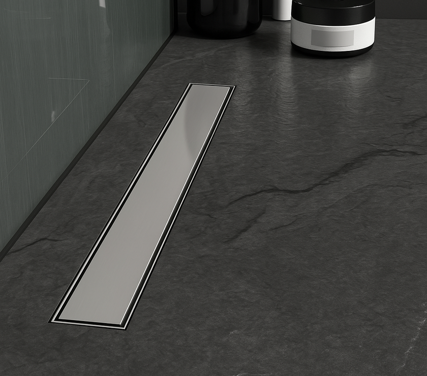 Architect Linear Shower Drain – 32" Linear Shower Drain with Leveling Feet, ABS Base Flange & LESSO Flush Bushing – Tile Insert & Grate Cover(UPC Certified)