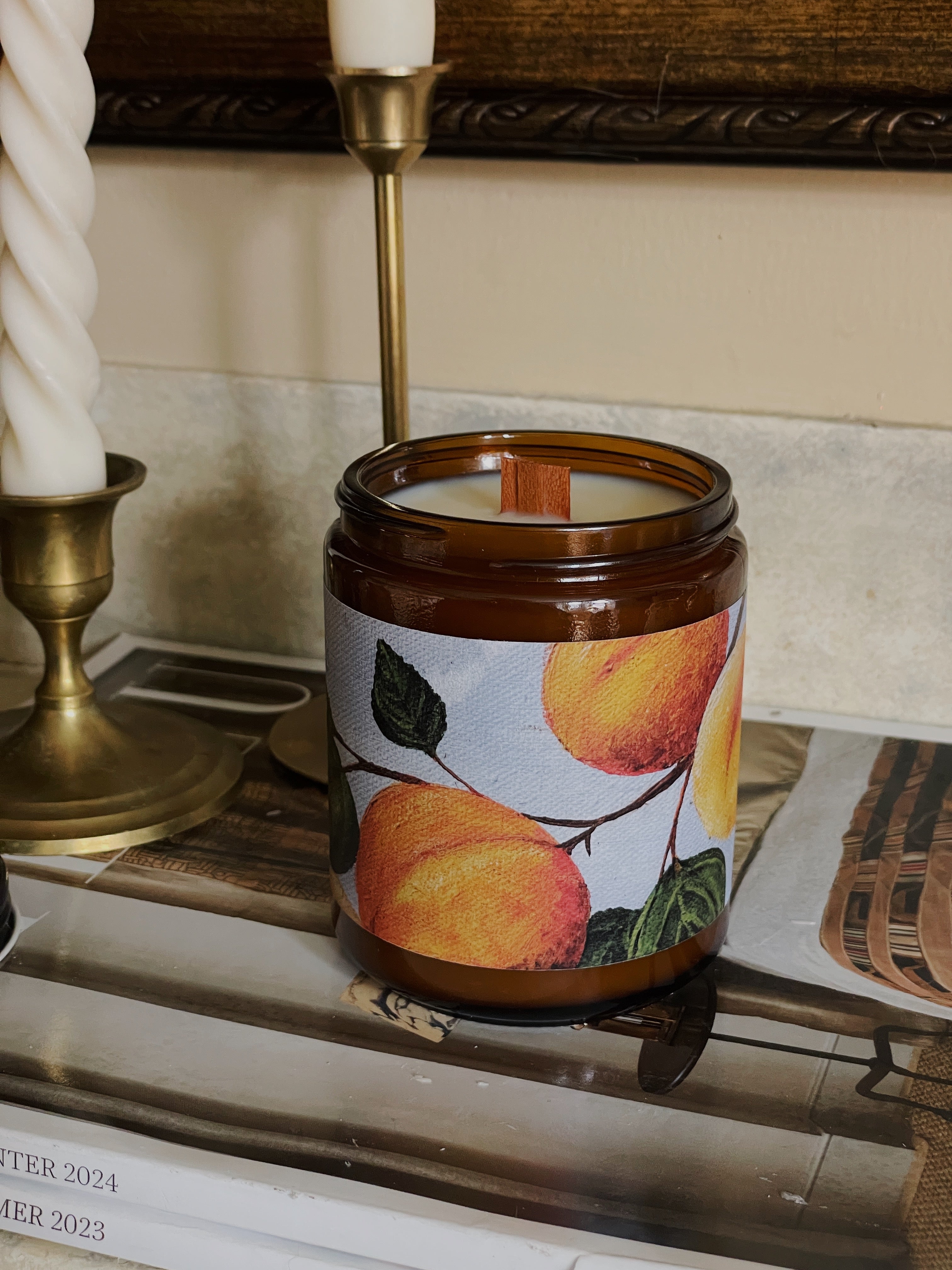8oz Apricot and Mahogany *Artist Made Label Eloise and Oliver Scented Candle art-noise.myshopify.com 8oz-apricot-and-mahogany-artist-made-label