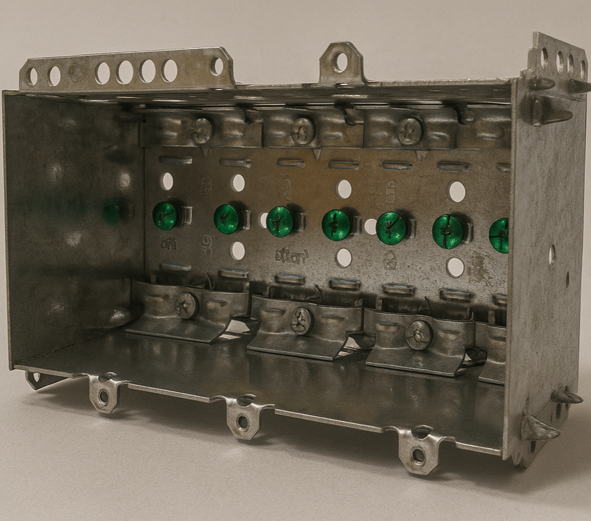 4‑Gang Steel Device Box 3 × 7 ½ × 2½ – Galvanized, ETL Listed