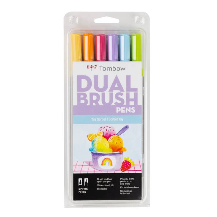 Tombow - Dual Brush Pen Art Markers, Yay Sorbet, 6-Pack - Art Noise