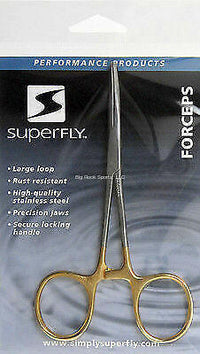 Superfly Forceps, Straight or curved, Gold Large 5.5"