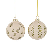 Assorted glass ball ornamnets, off white/green,