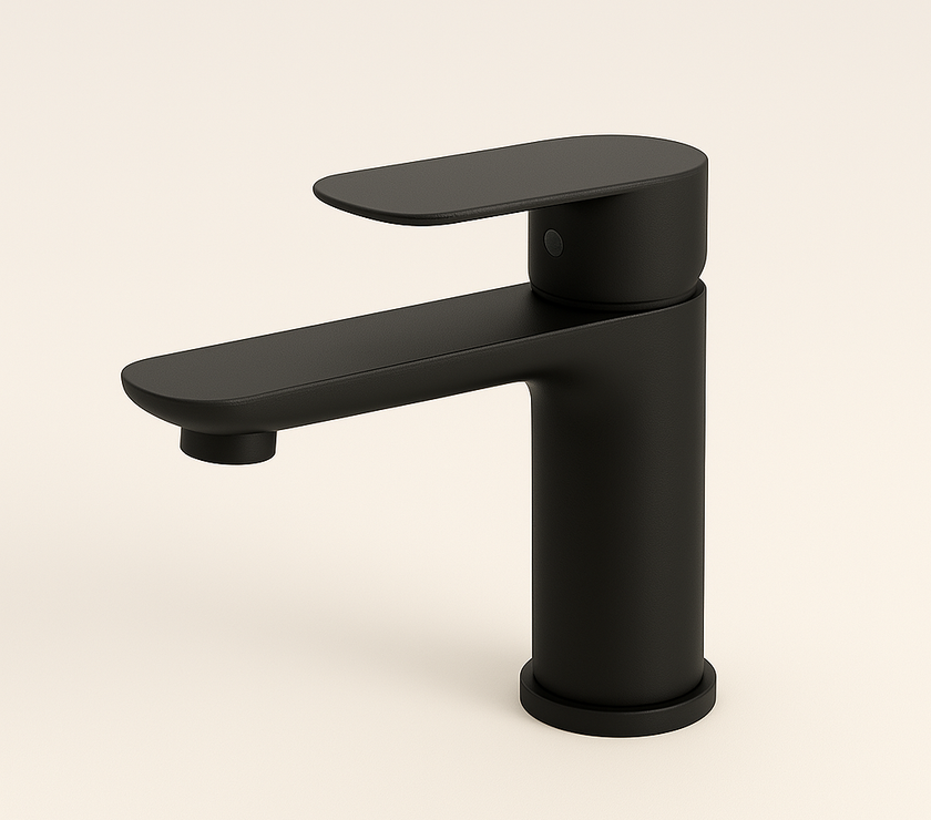 Flat Blade Matte Black Bathroom Faucet – Round Body, cUPC Certified
