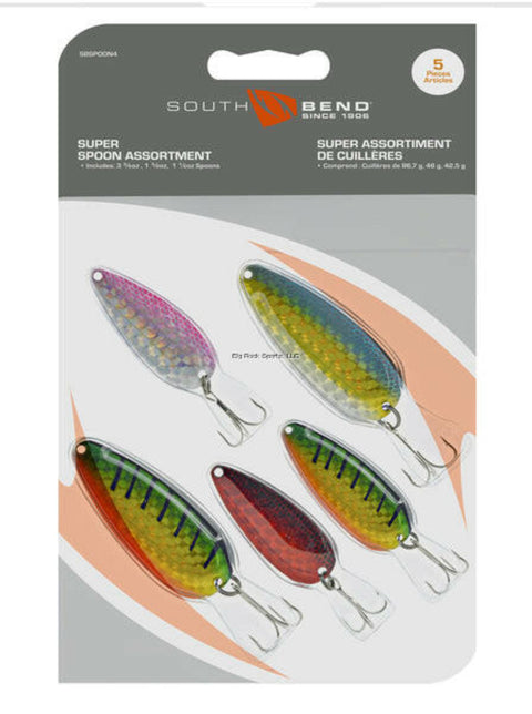 South Bend Prism Spoon Assortment 5/pk Stony Tackle Shack artificial fishing spoons art-noise.myshopify.com south-bend-prism-spoon-assortment-5-pk