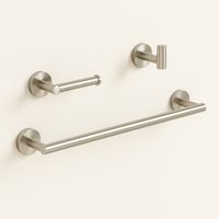 3-Piece Matte Black Round Bathroom Hardware Set – Bar + Hook + TP