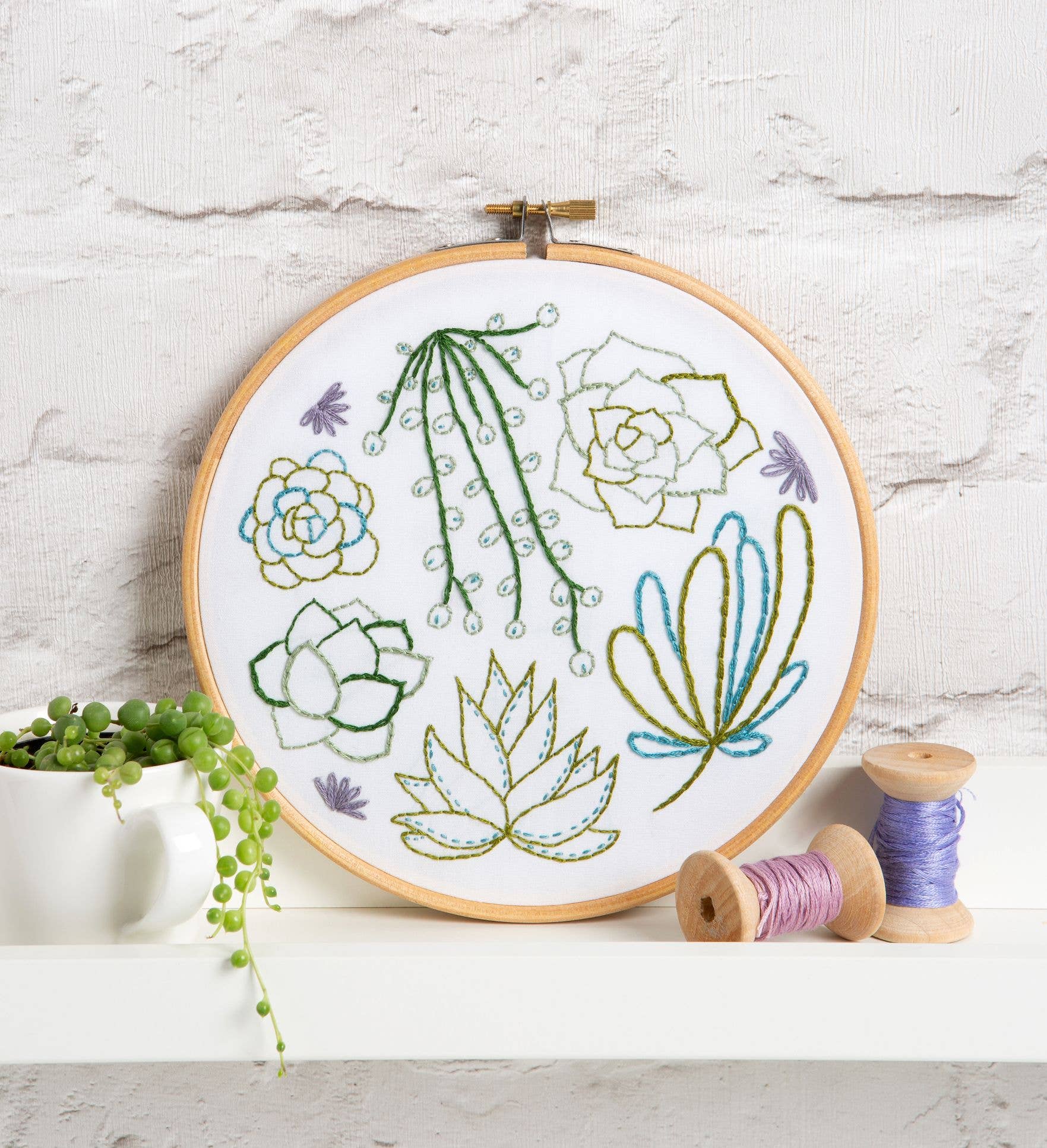 Succulents Embroidery Kit | Complete Craft Kit for Beginners