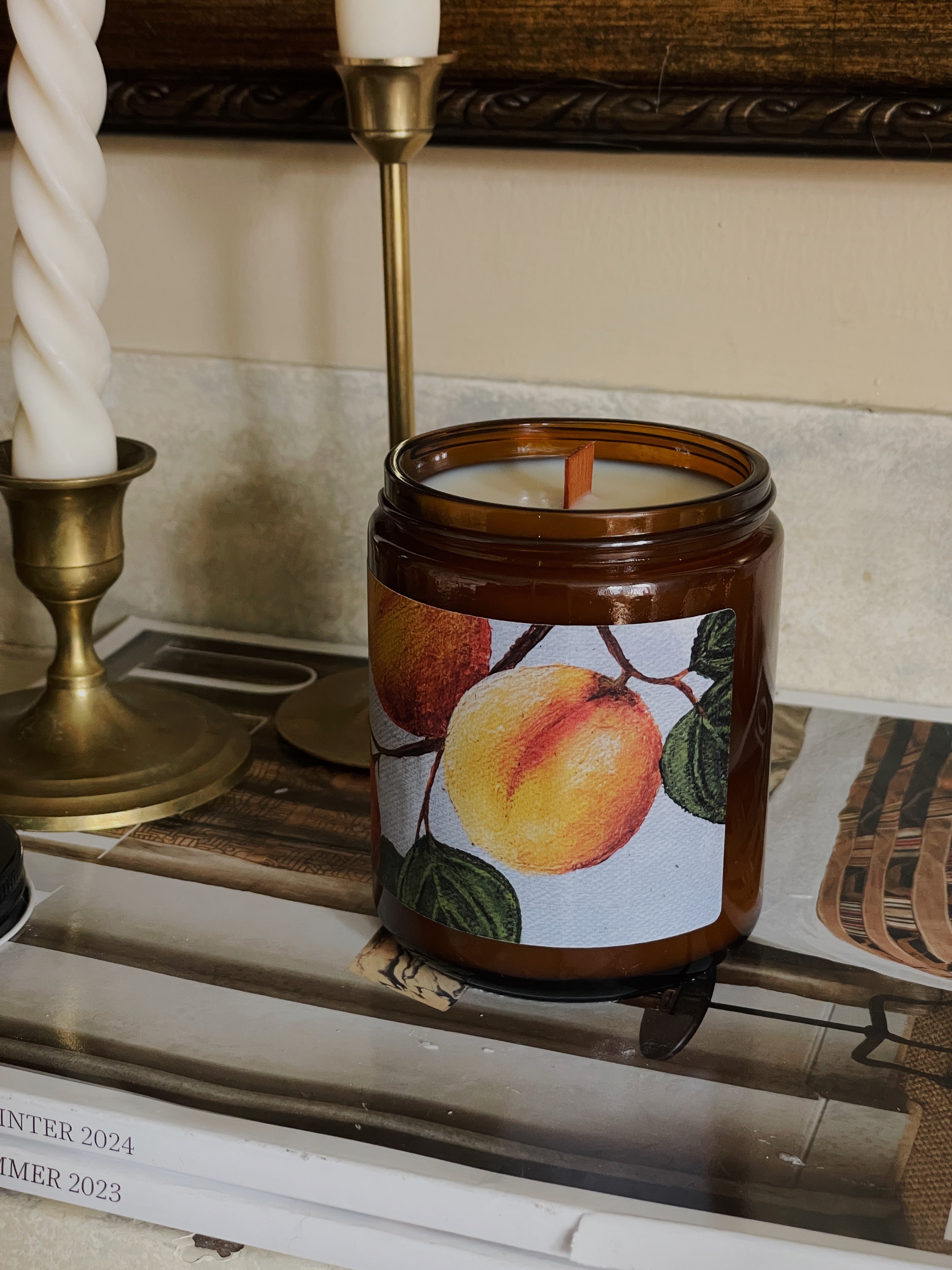 8oz Apricot and Mahogany *Artist Made Label Eloise and Oliver Scented Candle art-noise.myshopify.com 8oz-apricot-and-mahogany-artist-made-label