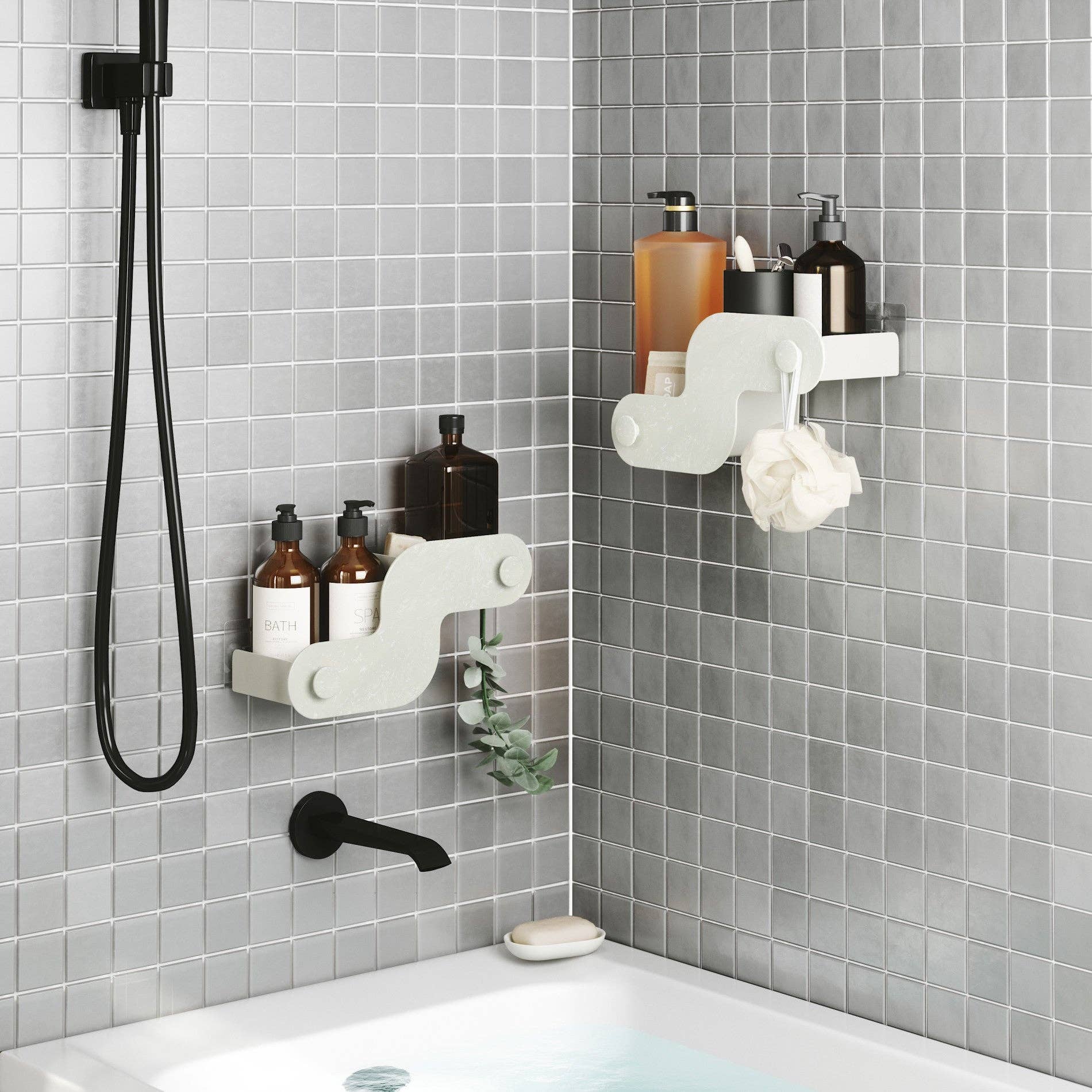 Nami Adhesive Shower Bins - Set of 2