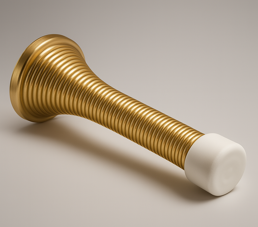 Spring Door Stop – Flexible Steel Coil with Rubber Tip, Silver/Black/Gold