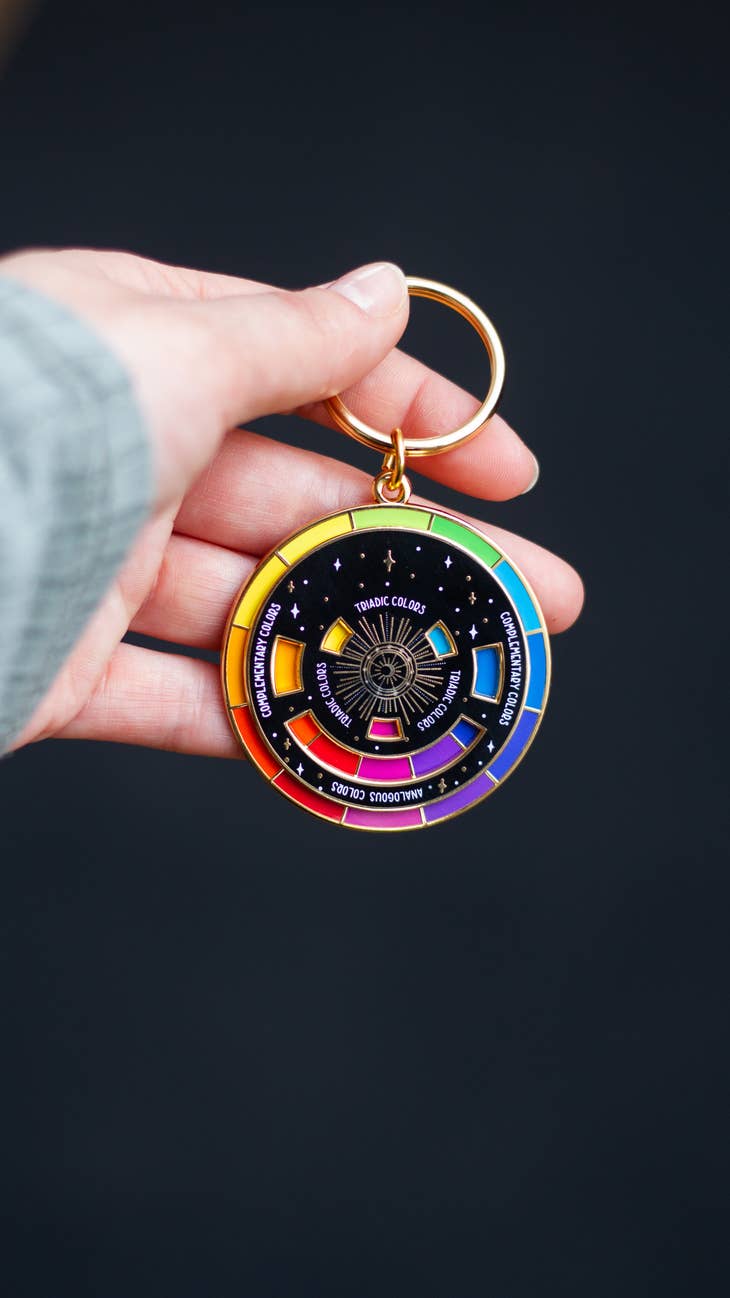 Color Wheel Enamel Keychain BLACK/GOLD